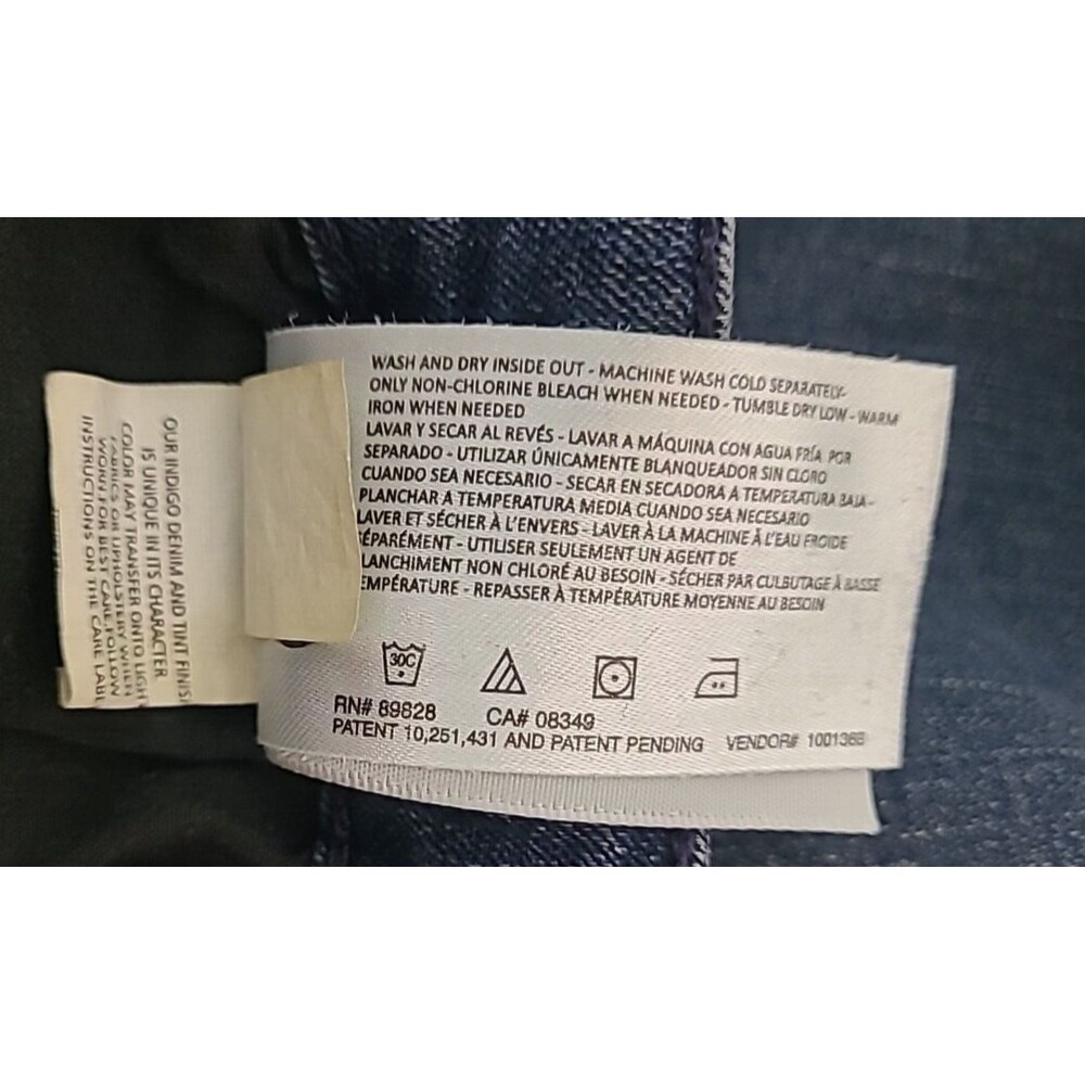 Womens High Rise Crop Jeans Straight Medium Dark Wash Distressed Raw Hem Size 12 - Picture 10 of 12